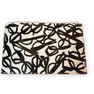 Kate Spade New York Large Zippered Cosmetic Bag Black & White Glasses Eyeglasses